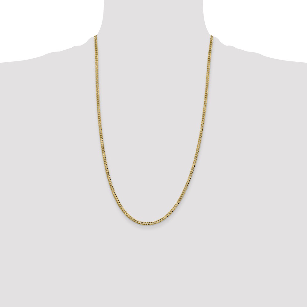 14K 26 inch 3.1mm Lightweight Flat Cuban with Lobster Clasp Chain (LCB080-26)