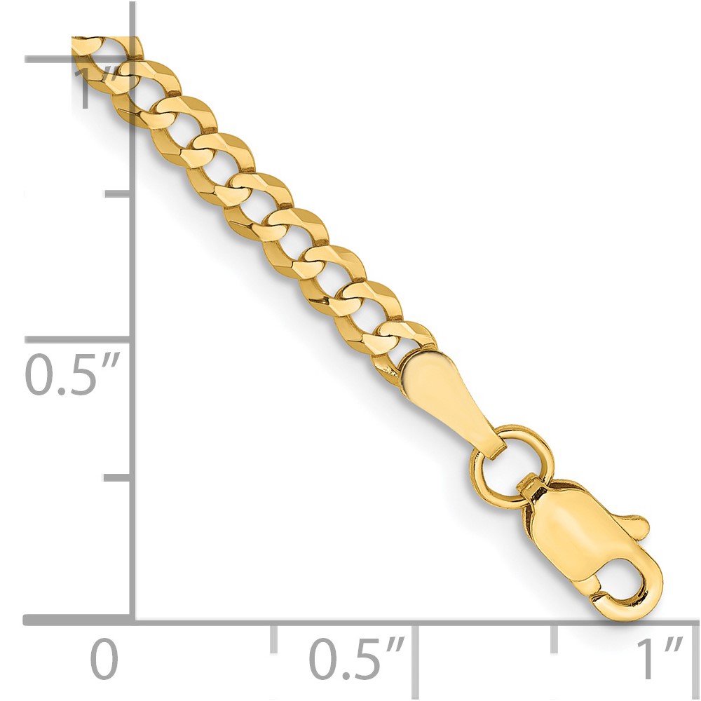 14K 7 inch 3.1mm Lightweight Flat Cuban with Lobster Clasp Bracelet (LCB080-7)