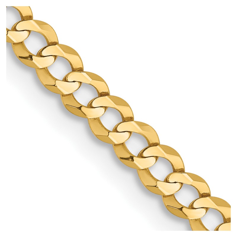 14K 26 inch 3.1mm Lightweight Flat Cuban with Lobster Clasp Chain