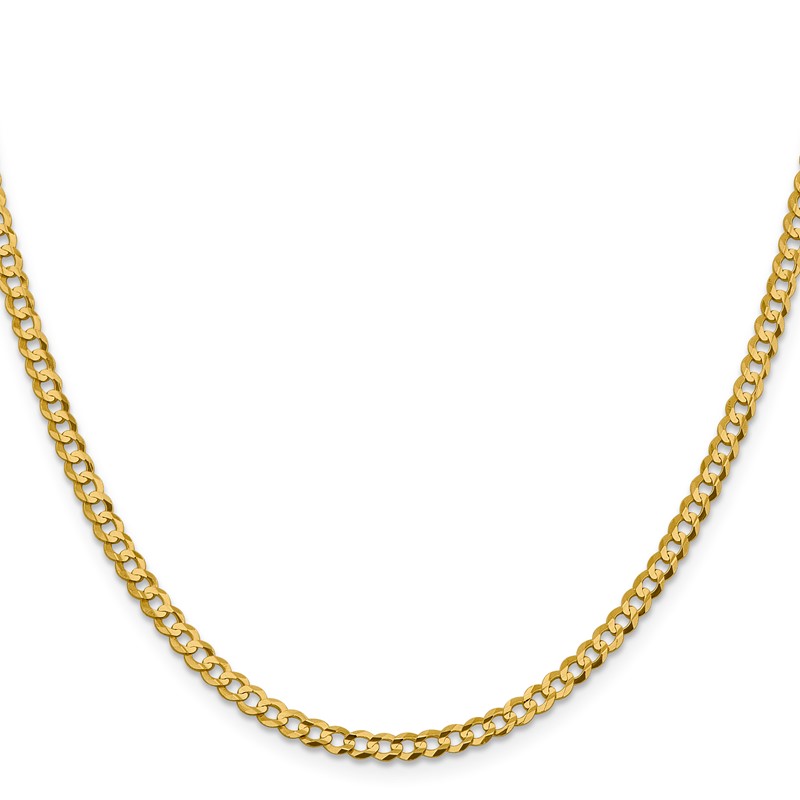 14K 16 inch 3.7mm Lightweight Flat Cuban with Lobster Clasp Chain