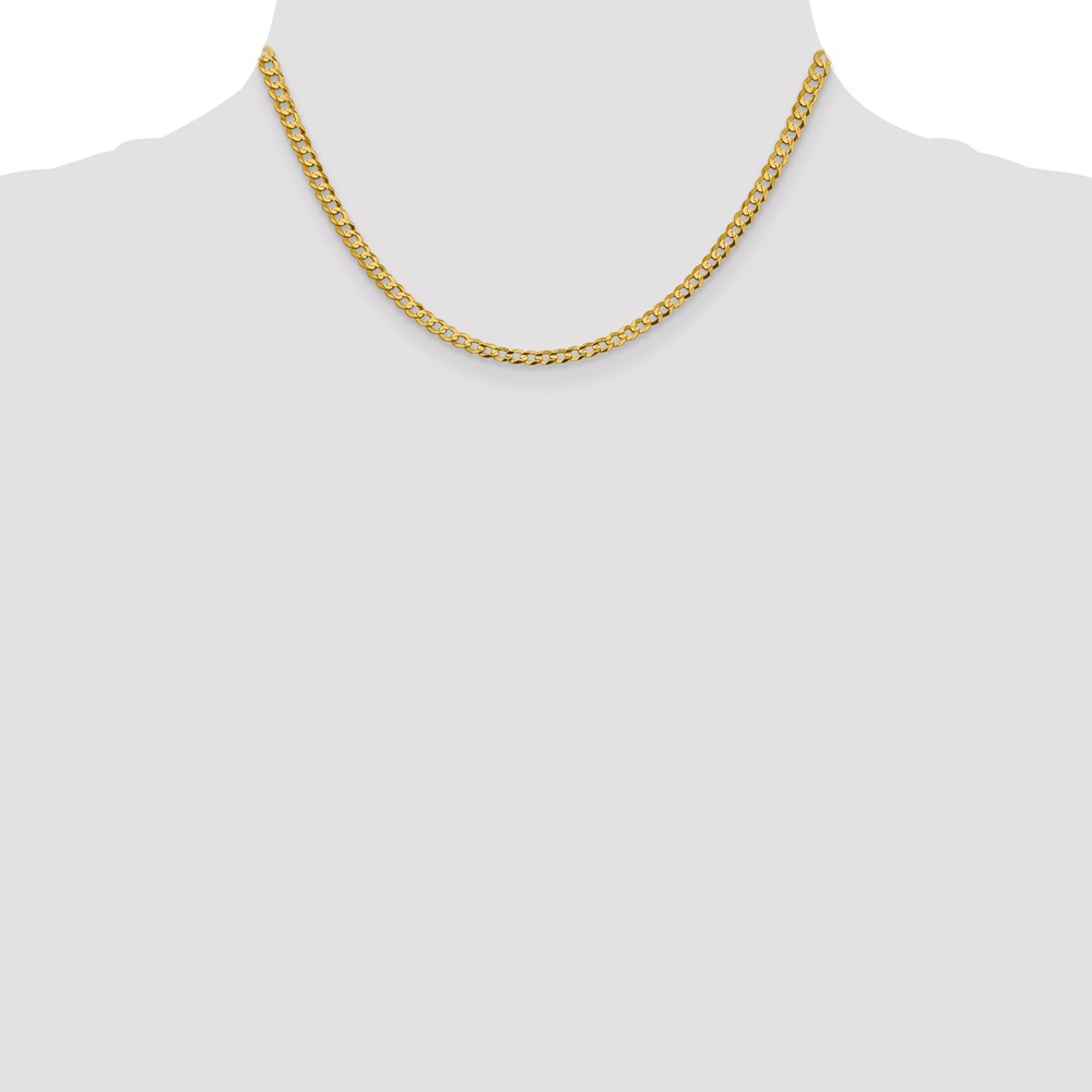 14K 16 inch 3.7mm Lightweight Flat Cuban with Lobster Clasp Chain (LCB100-16)