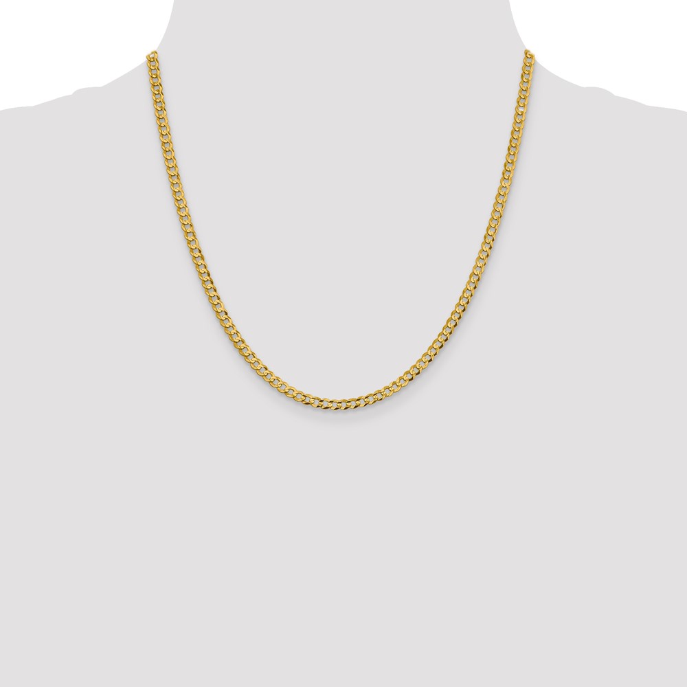 14K 20 inch 3.7mm Lightweight Flat Cuban with Lobster Clasp Chain (LCB100-20)