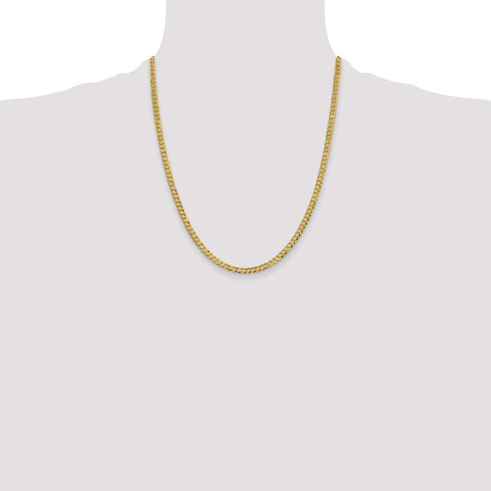 14K 22 inch 3.7mm Lightweight Flat Cuban with Lobster Clasp Chain (LCB100-22)
