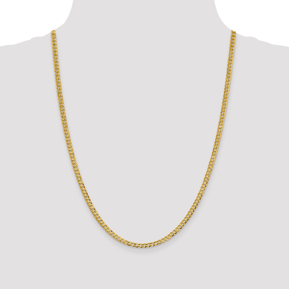 14K 24 inch 3.7mm Lightweight Flat Cuban with Lobster Clasp Chain (LCB100-24)