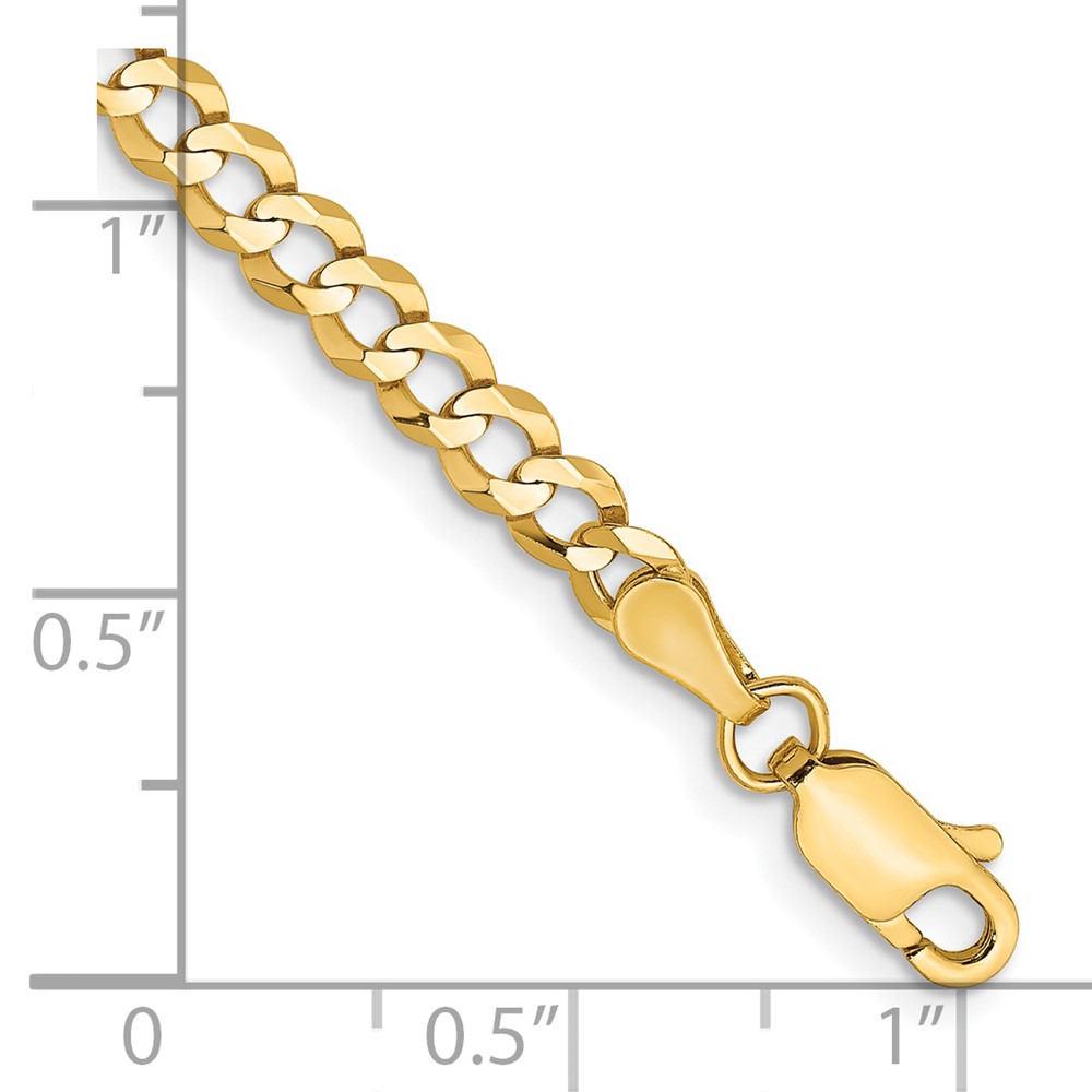 14K 7 inch 3.7mm Lightweight Flat Cuban with Lobster Clasp Bracelet (LCB100-7)