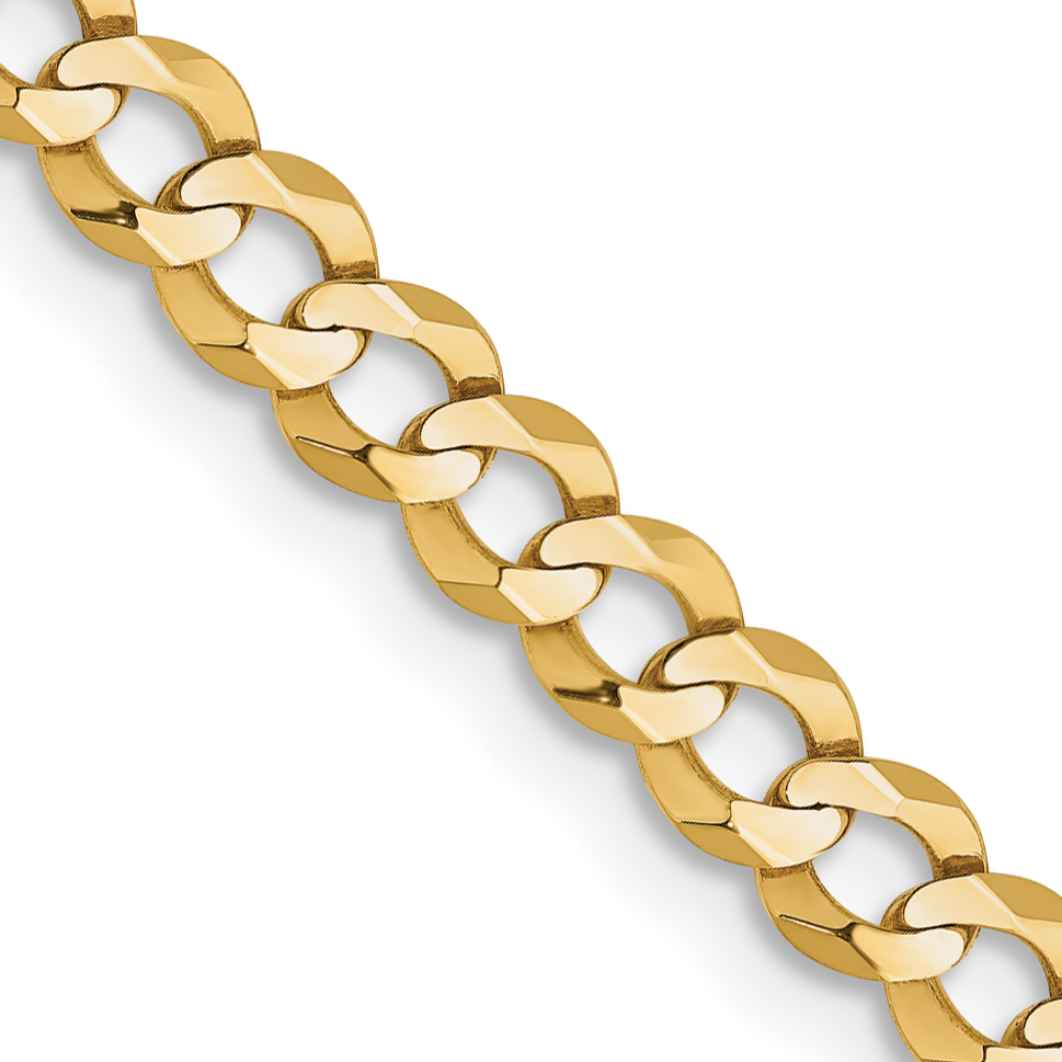 14K 16 inch 3.7mm Lightweight Flat Cuban with Lobster Clasp Chain (LCB100-16)