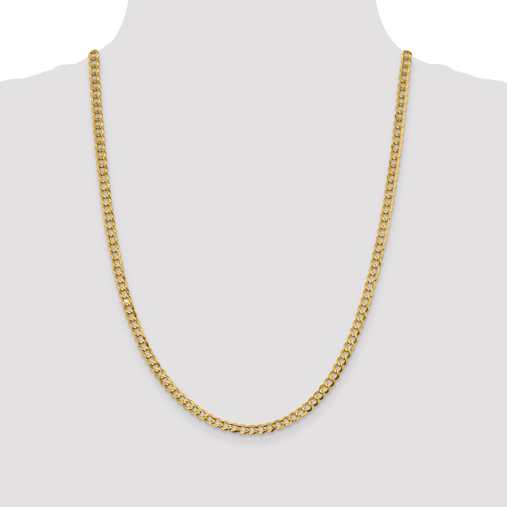 14K 24 inch 4.7mm Lightweight Flat Cuban with Lobster Clasp Chain (LCB120-24)