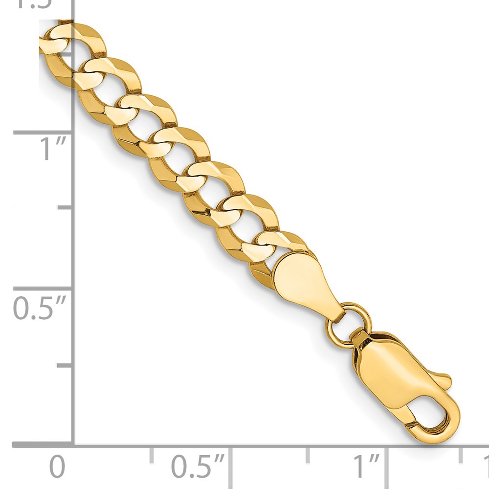 14K 8 inch 4.7mm Lightweight Flat Cuban with Lobster Clasp Bracelet (LCB120-8)
