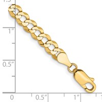 14K 4.7mm Yellow Gold Lightweight Flat Cuban Bracelet with Lobster Clasp, 8" view 2