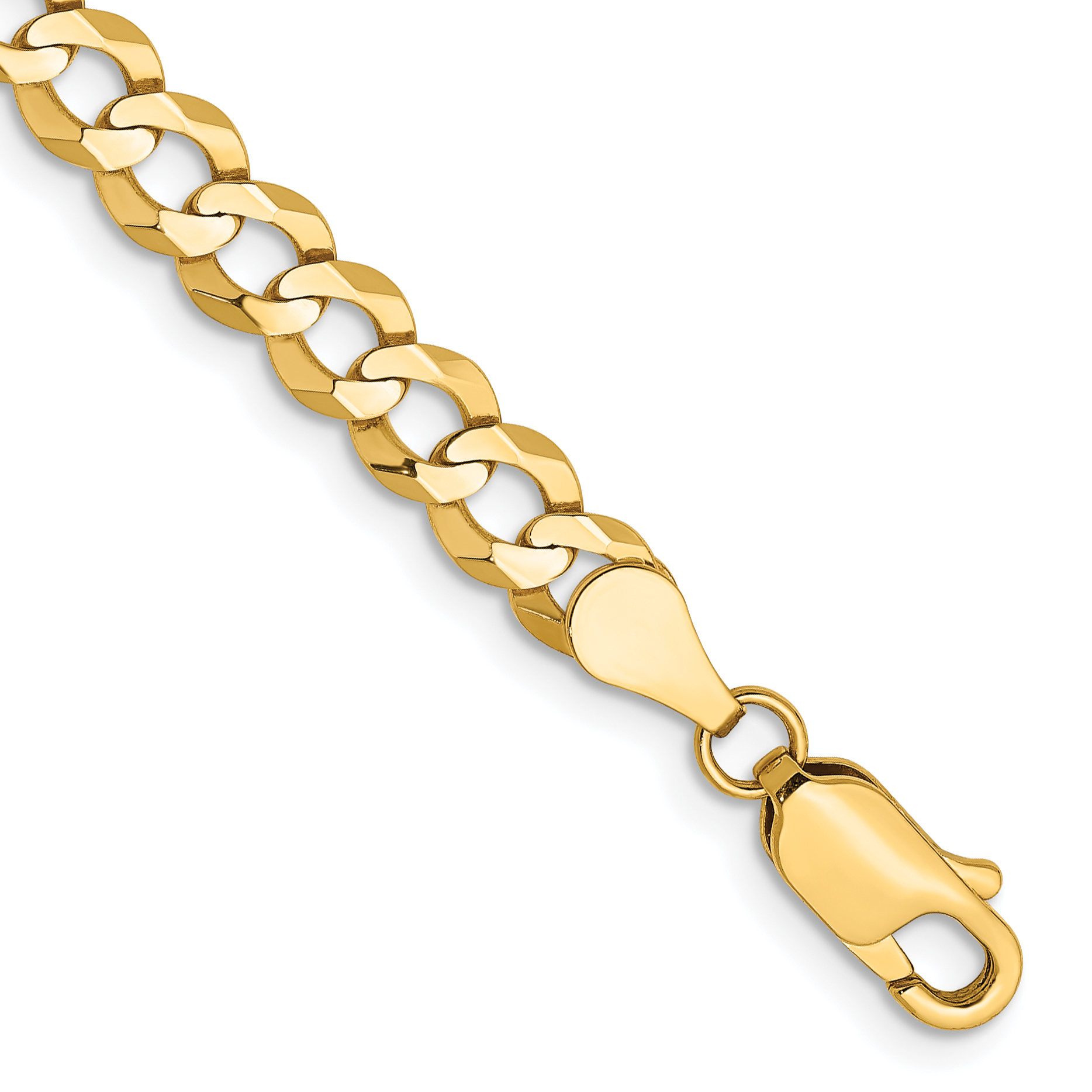 14K 8 inch 4.7mm Lightweight Flat Cuban with Lobster Clasp Bracelet (LCB120-8)