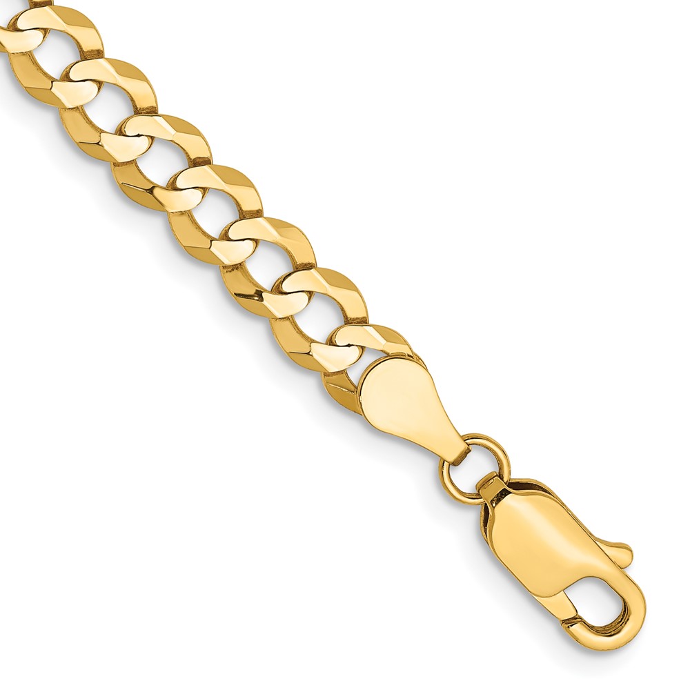 14K 8 inch 4.7mm Lightweight Flat Cuban with Lobster Clasp Bracelet (LCB120-8)