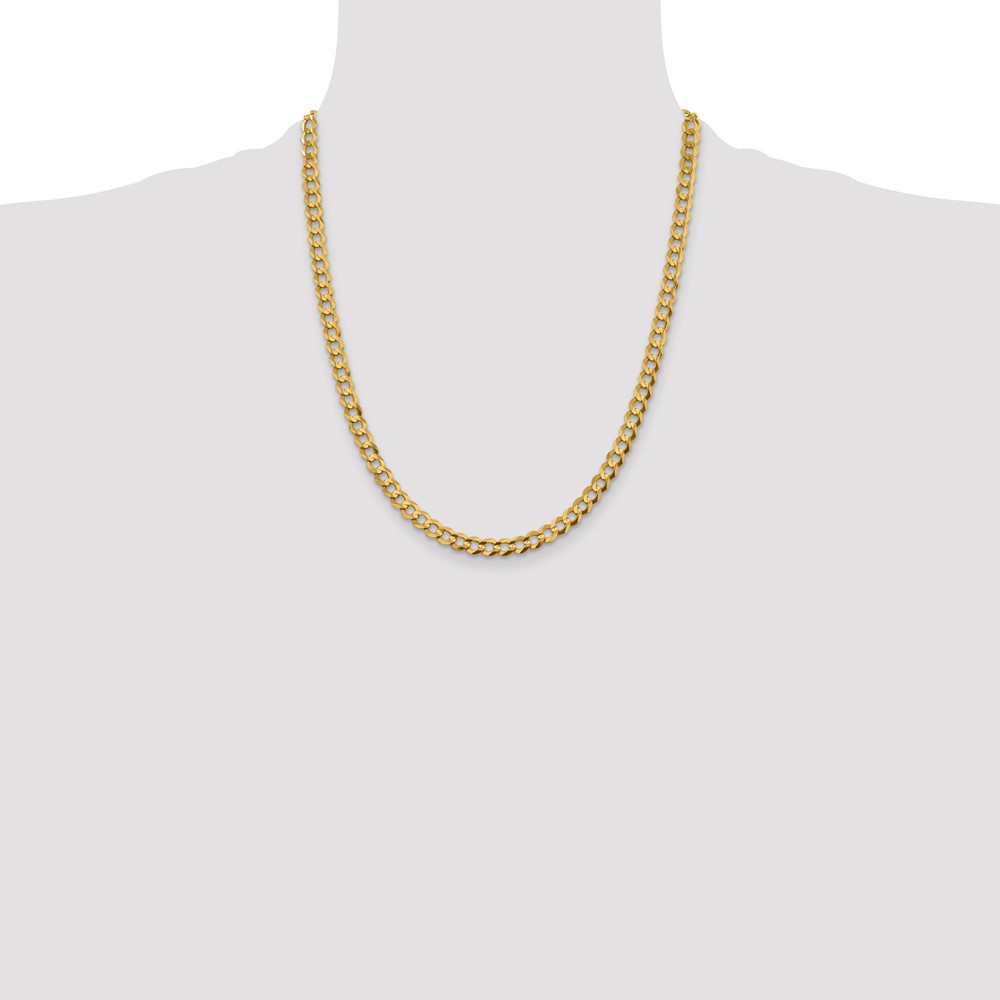14K 22 inch 5.9mm Lightweight Flat Cuban with Lobster Clasp Chain (LCB150-22)