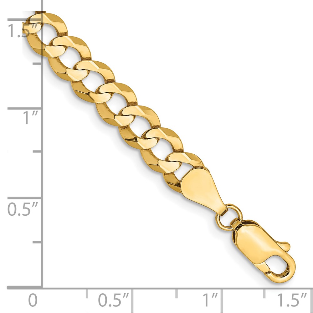 14K 7 inch 5.9mm Lightweight Flat Cuban with Lobster Clasp Bracelet (LCB150-7)
