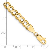 14K 5.9mm Yellow Gold Lightweight Flat Cuban Bracelet with Lobster Clasp, 7" view 2