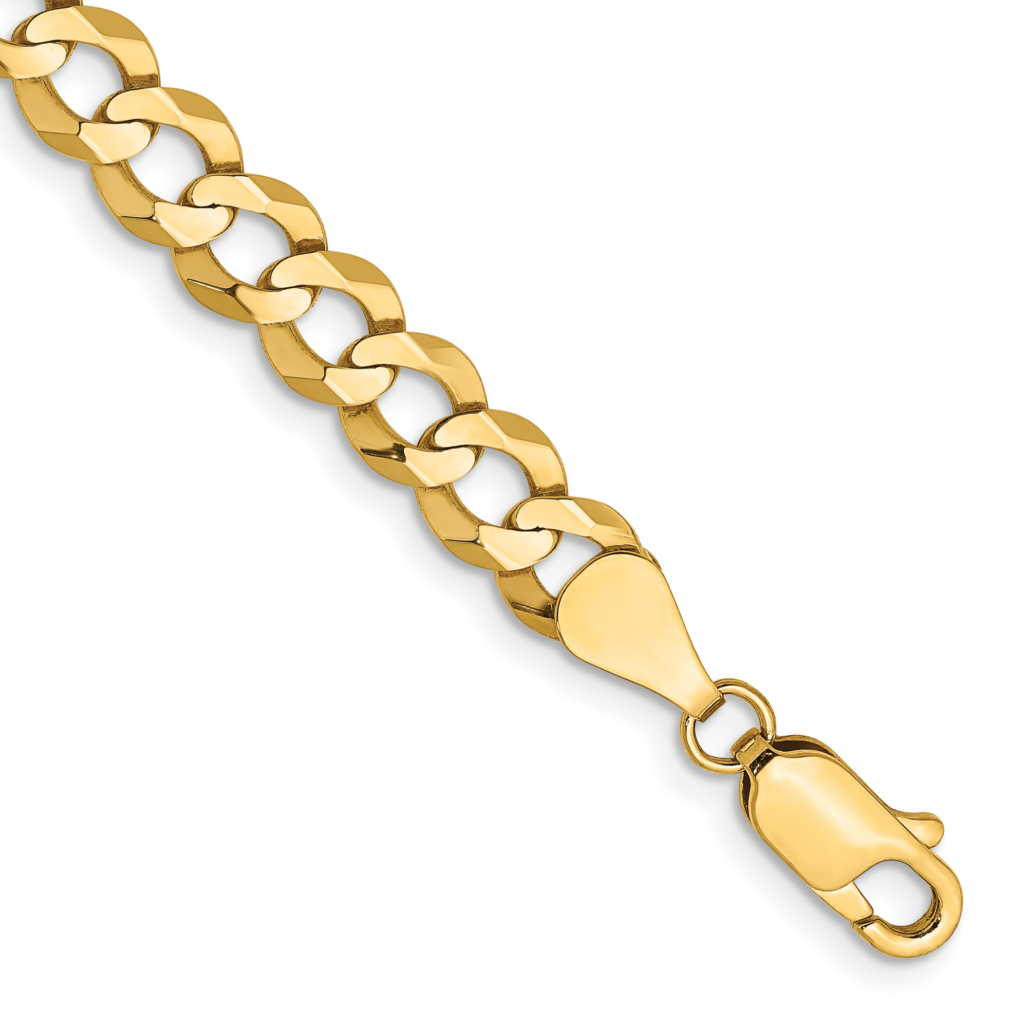 14K 7 inch 5.9mm Lightweight Flat Cuban with Lobster Clasp Bracelet (LCB150-7)