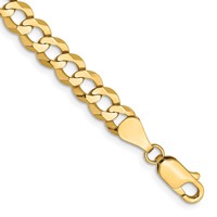 14K 5.9mm Yellow Gold Lightweight Flat Cuban Bracelet with Lobster Clasp, 7" view 1