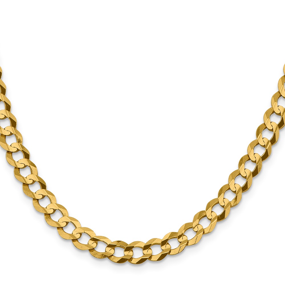14K 24 inch 7.2mm Lightweight Flat Cuban with Lobster Clasp Chain (LCB180-24)