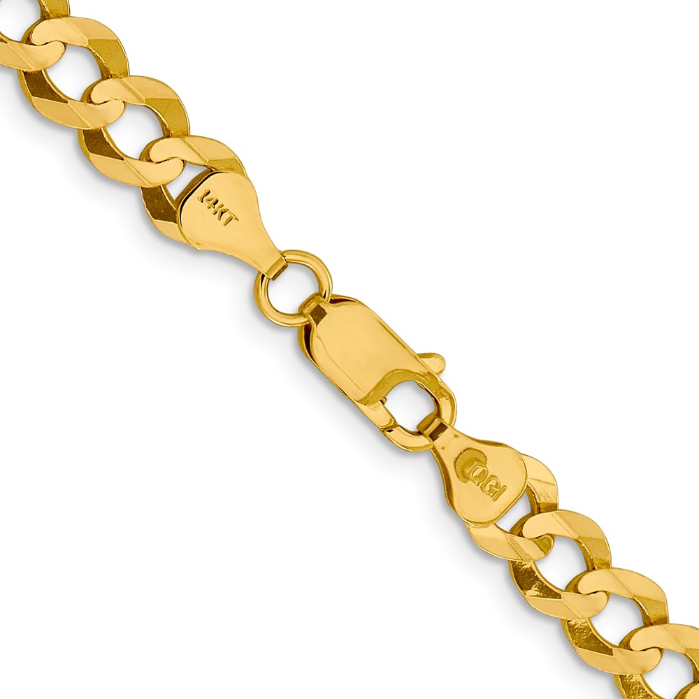 14K 24 inch 7.2mm Lightweight Flat Cuban with Lobster Clasp Chain (LCB180-24)