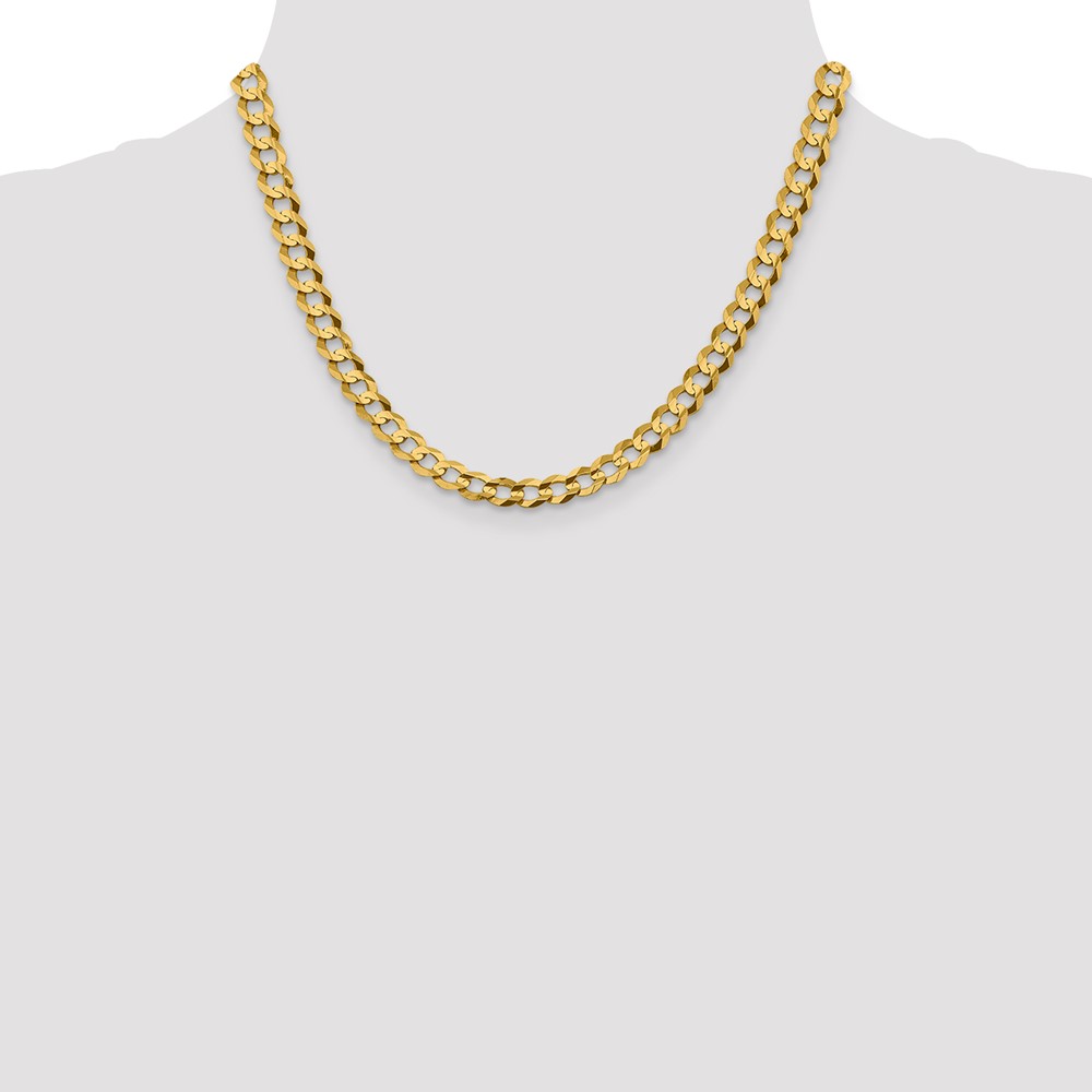 14K 18 inch 7.2mm Lightweight Flat Cuban with Lobster Clasp Chain (LCB180-18)