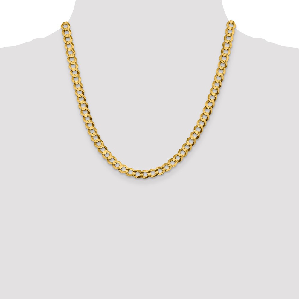 14K 20 inch 7.2mm Lightweight Flat Cuban with Lobster Clasp Chain (LCB180-20)