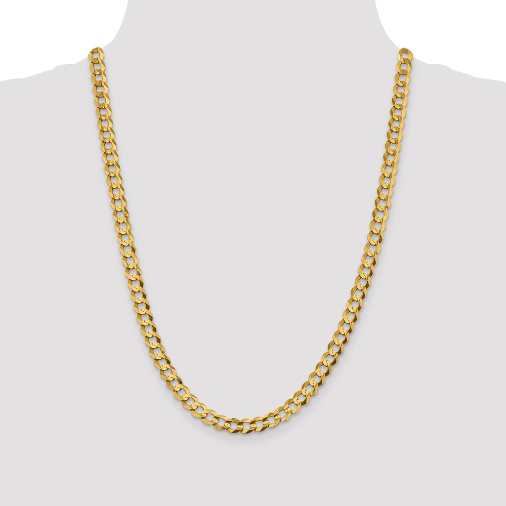14K 24 inch 7.2mm Lightweight Flat Cuban with Lobster Clasp Chain (LCB180-24)