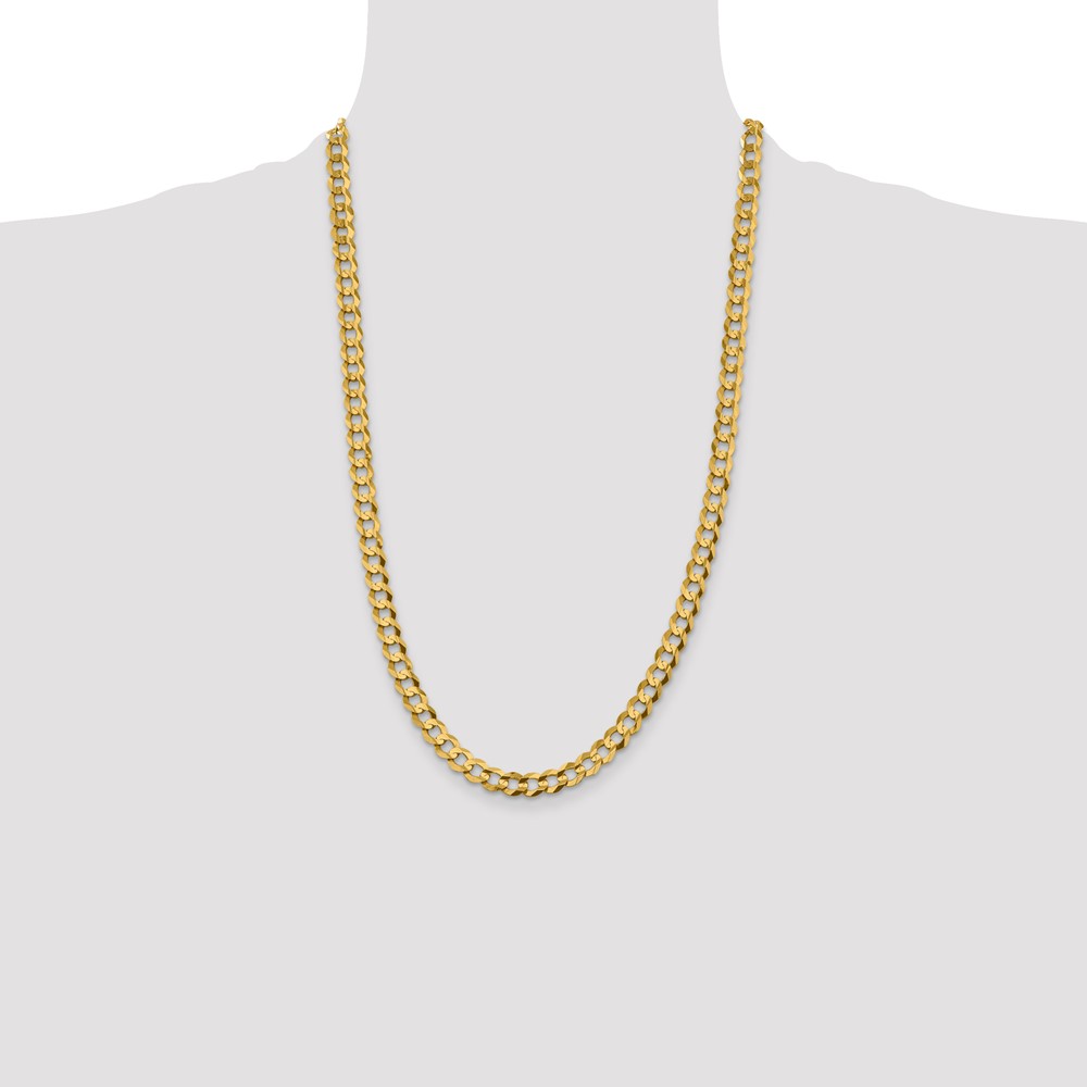 14K 26 inch 7.2mm Lightweight Flat Cuban with Lobster Clasp Chain (LCB180-26)