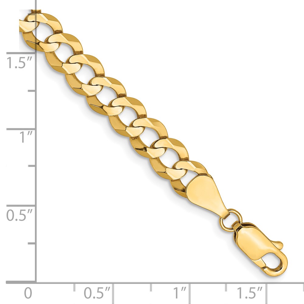 14K 8 inch 7.2mm Lightweight Flat Cuban with Lobster Clasp Bracelet (LCB180-8)