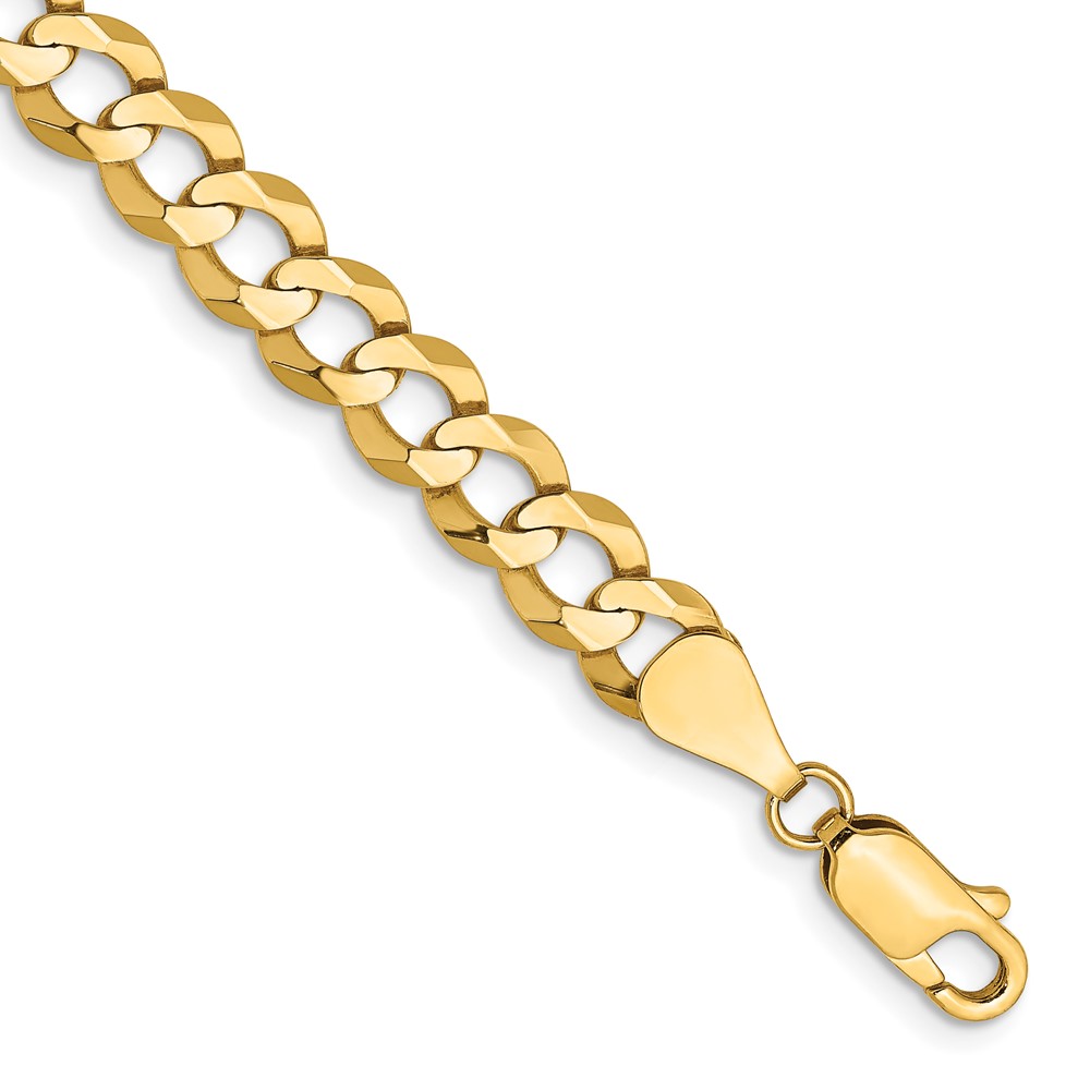 14K 8 inch 7.2mm Lightweight Flat Cuban with Lobster Clasp Bracelet (LCB180-8)