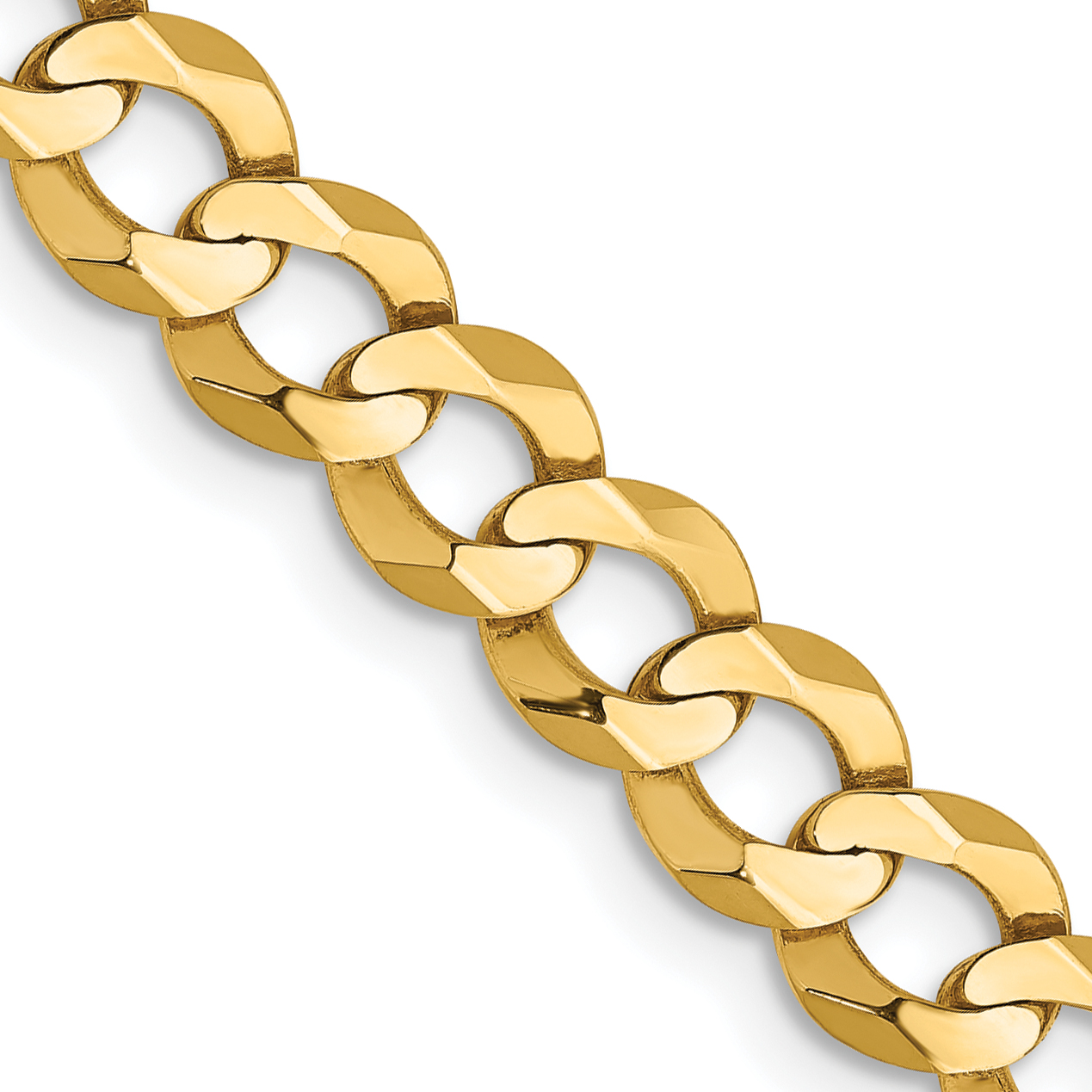 14K 20 inch 7.2mm Lightweight Flat Cuban with Lobster Clasp Chain (LCB180-20)