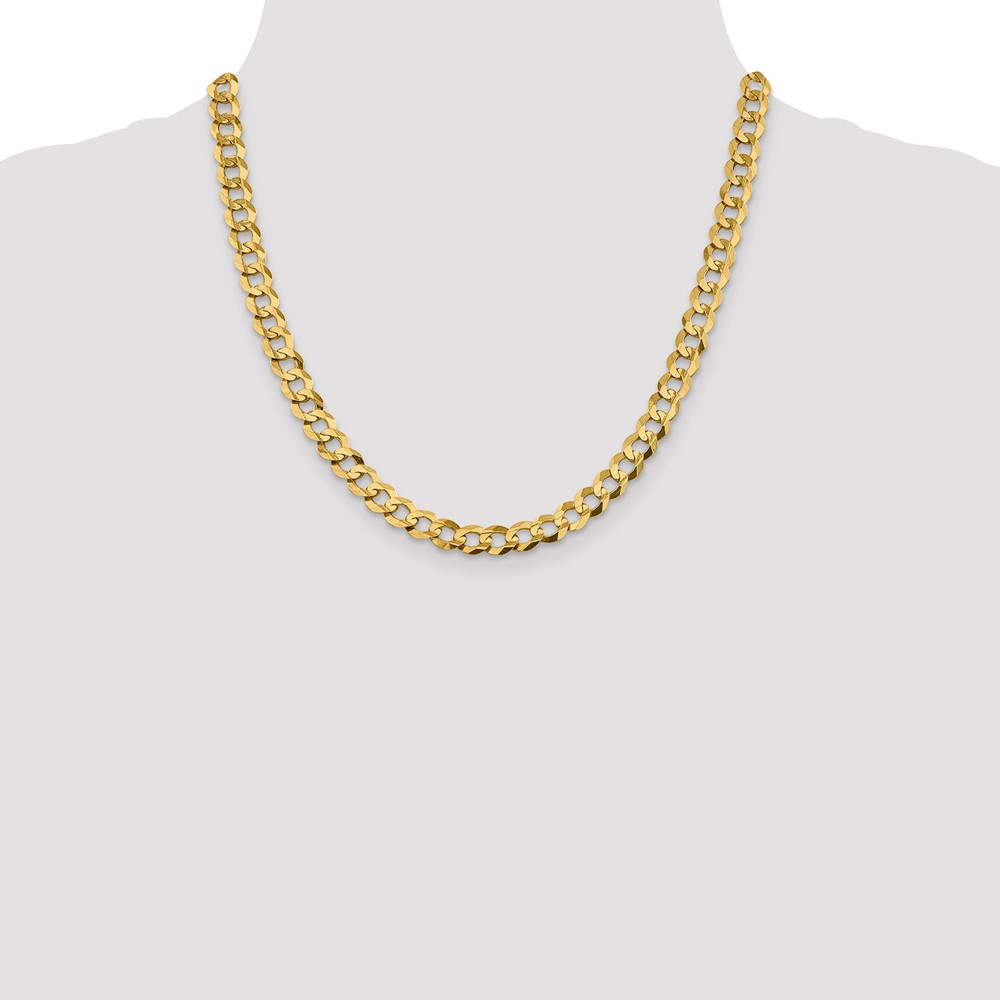 14K 20 inch 8.3mm Lightweight Flat Cuban with Lobster Clasp Chain (LCB210-20)