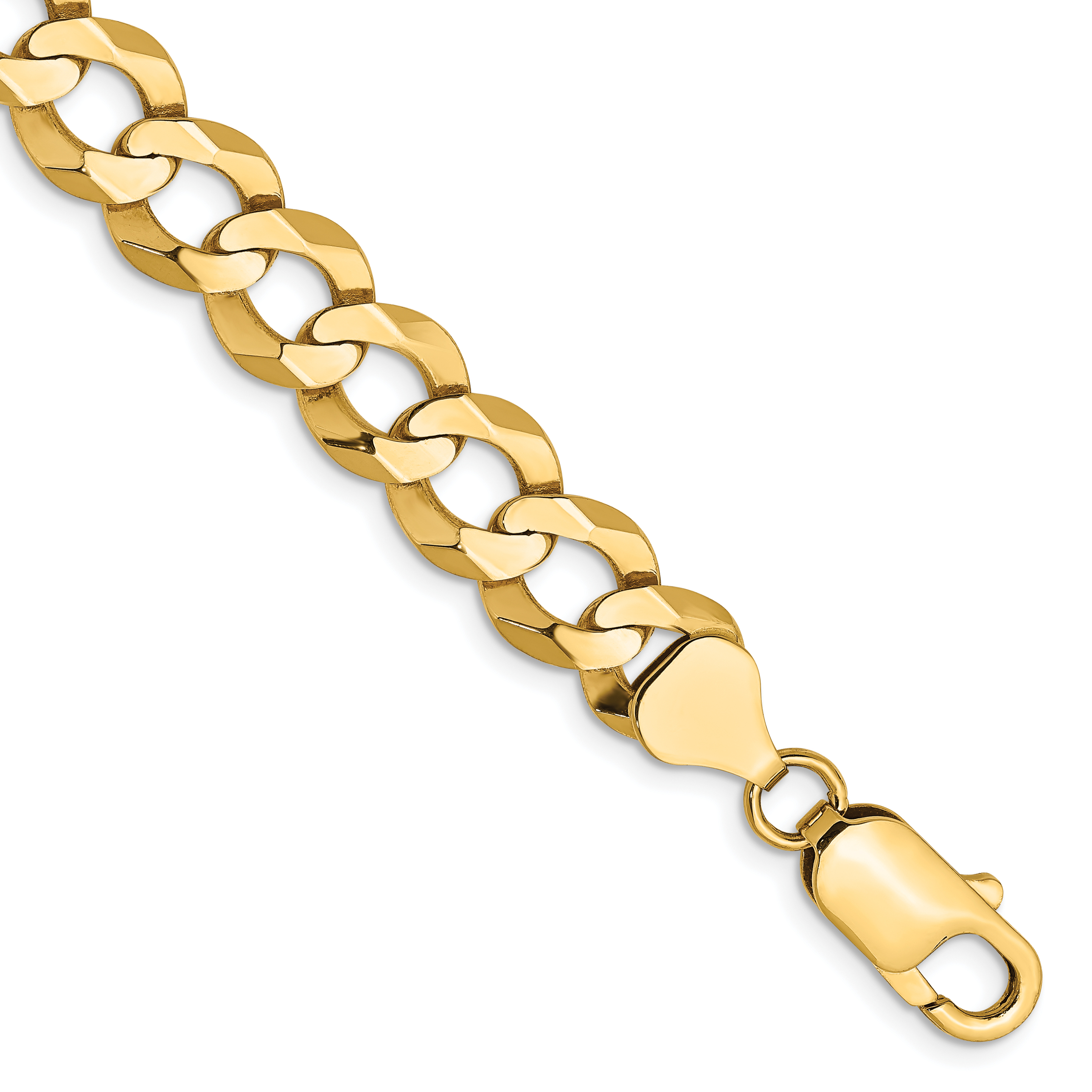 14K 8 inch 8.3mm Lightweight Flat Cuban with Lobster Clasp Bracelet (LCB210-8)