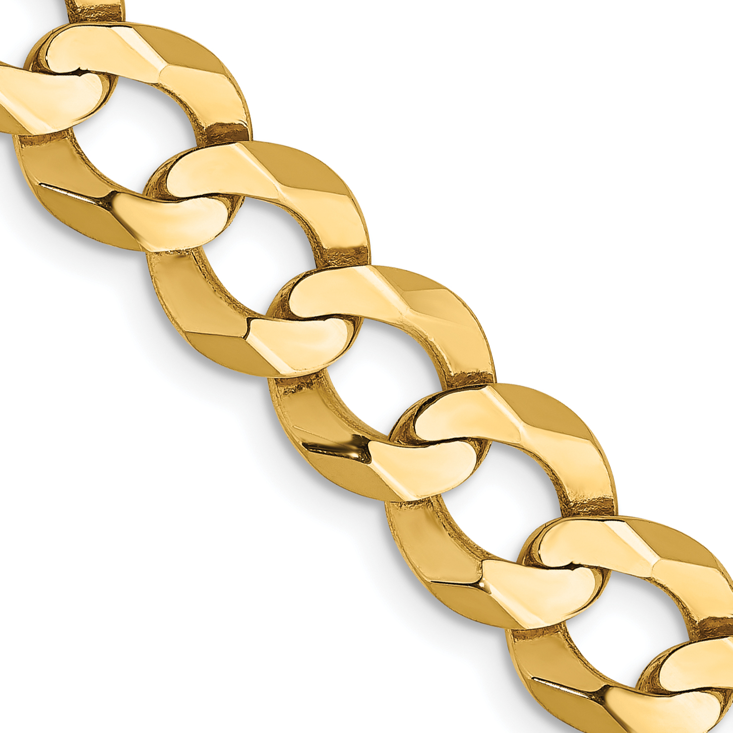 14K 24 inch 8.3mm Lightweight Flat Cuban with Lobster Clasp Chain (LCB210-24)