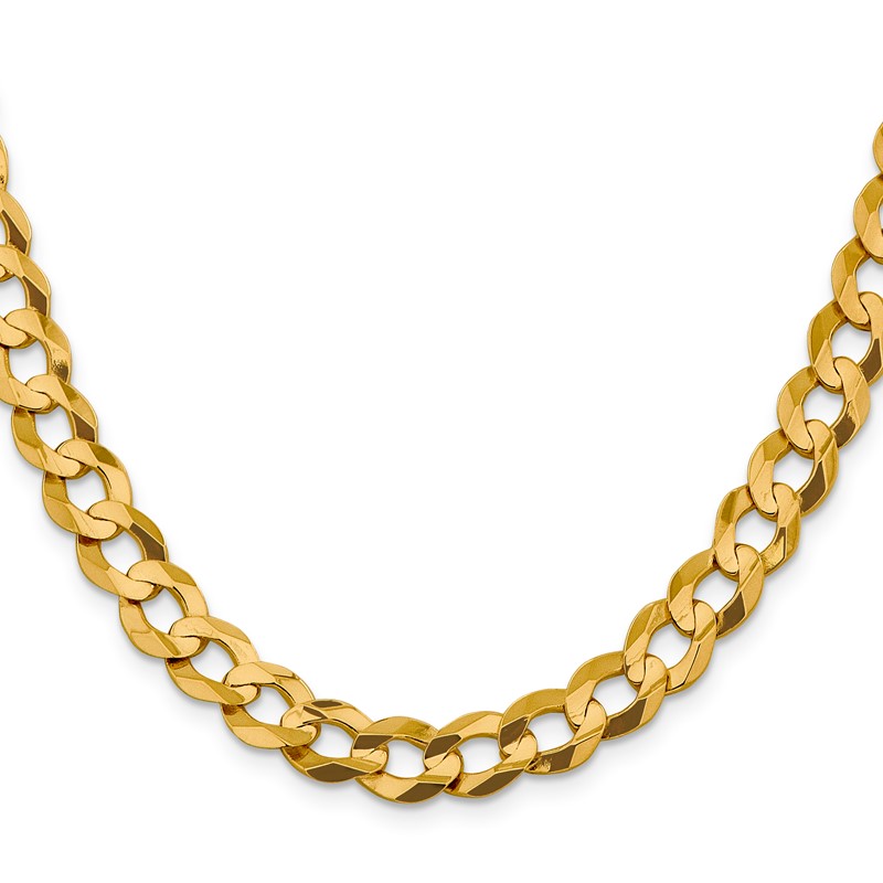 14K 26 inch 9.4mm Lightweight Flat Cuban with Lobster Clasp Chain
