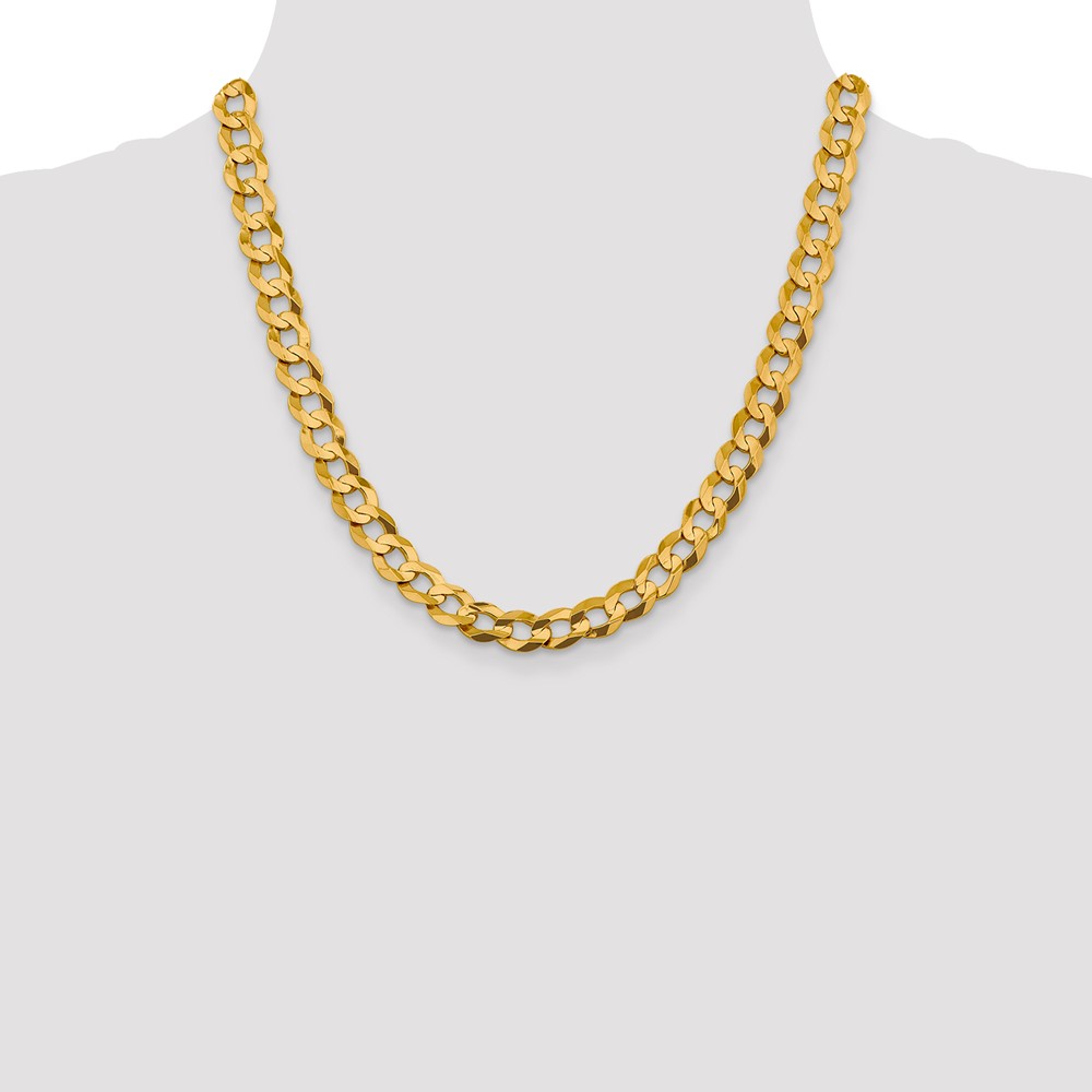 14K 20 inch 9.4mm Lightweight Flat Cuban with Lobster Clasp Chain (LCB250-20)