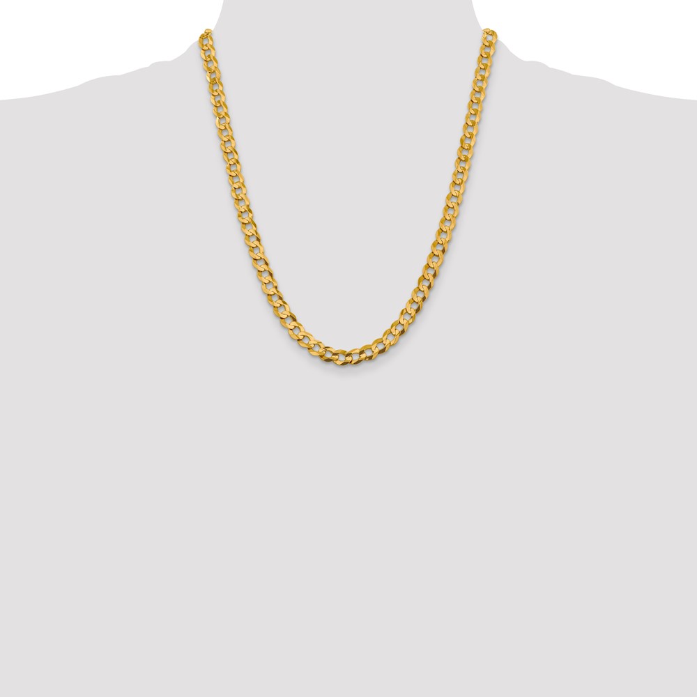 14K 22 inch 9.4mm Lightweight Flat Cuban with Lobster Clasp Chain (LCB250-22)