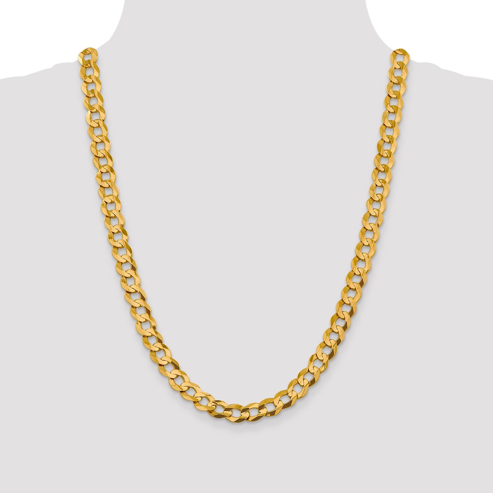 14K 24 inch 9.4mm Lightweight Flat Cuban with Lobster Clasp Chain (LCB250-24)