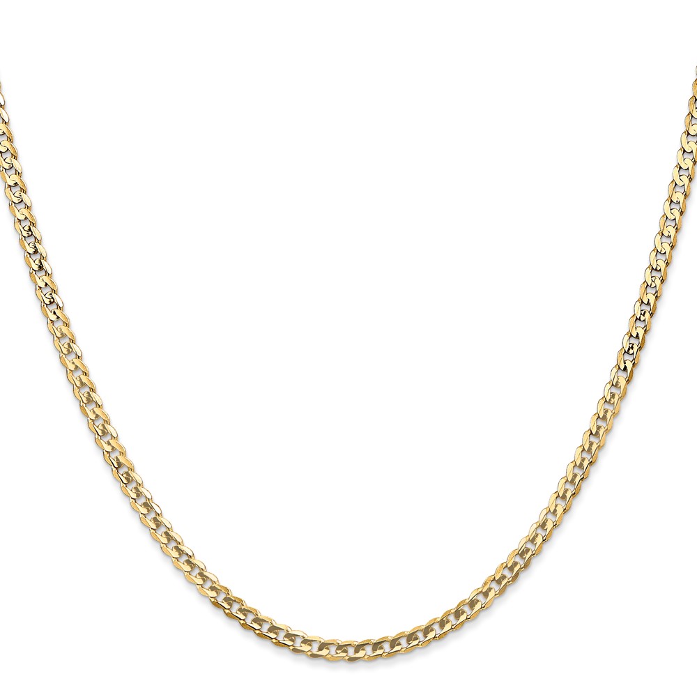14K 20 inch 3mm Open Concave Curb with Lobster Clasp Chain (LCR080-20)
