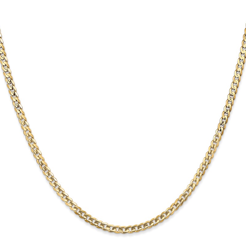 14K 20 inch 3mm Open Concave Curb with Lobster Clasp Chain