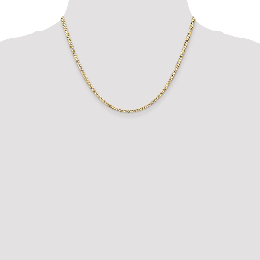 14K 18 inch 3mm Open Concave Curb with Lobster Clasp Chain (LCR080-18)