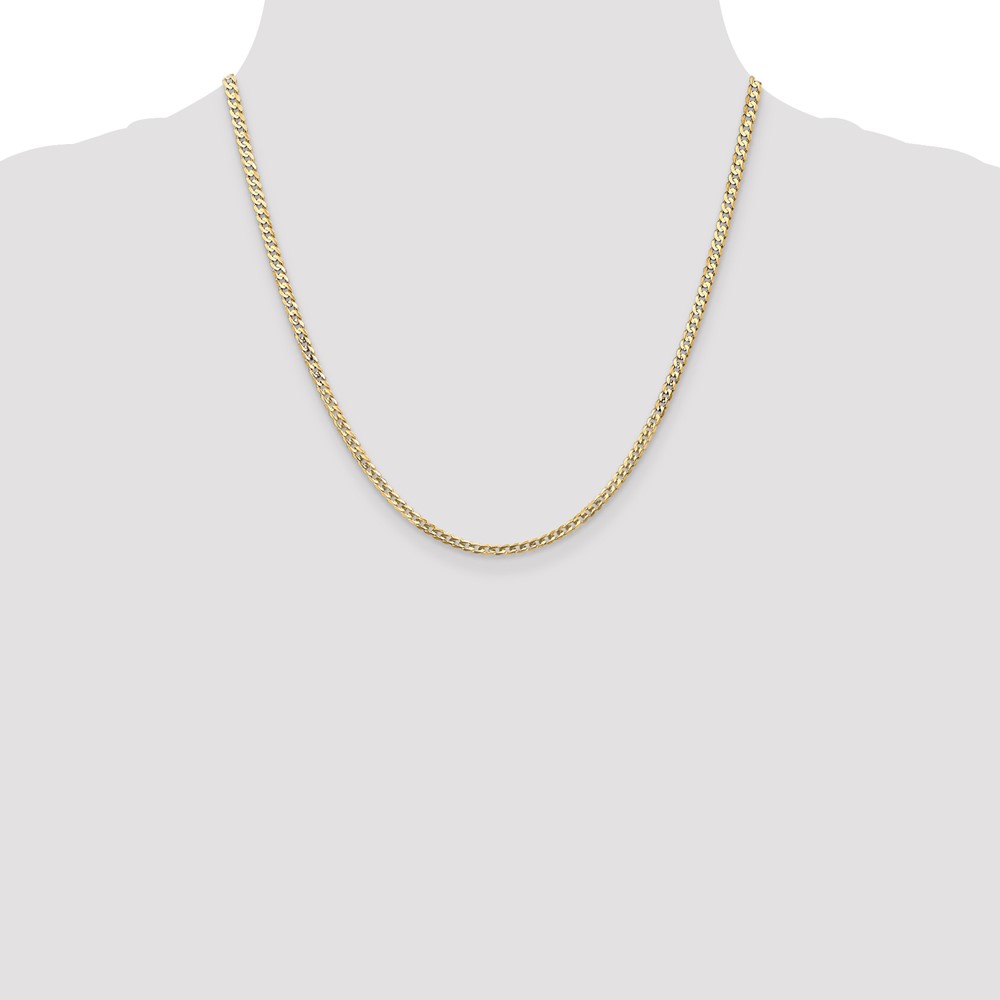 14K 20 inch 3mm Open Concave Curb with Lobster Clasp Chain (LCR080-20)