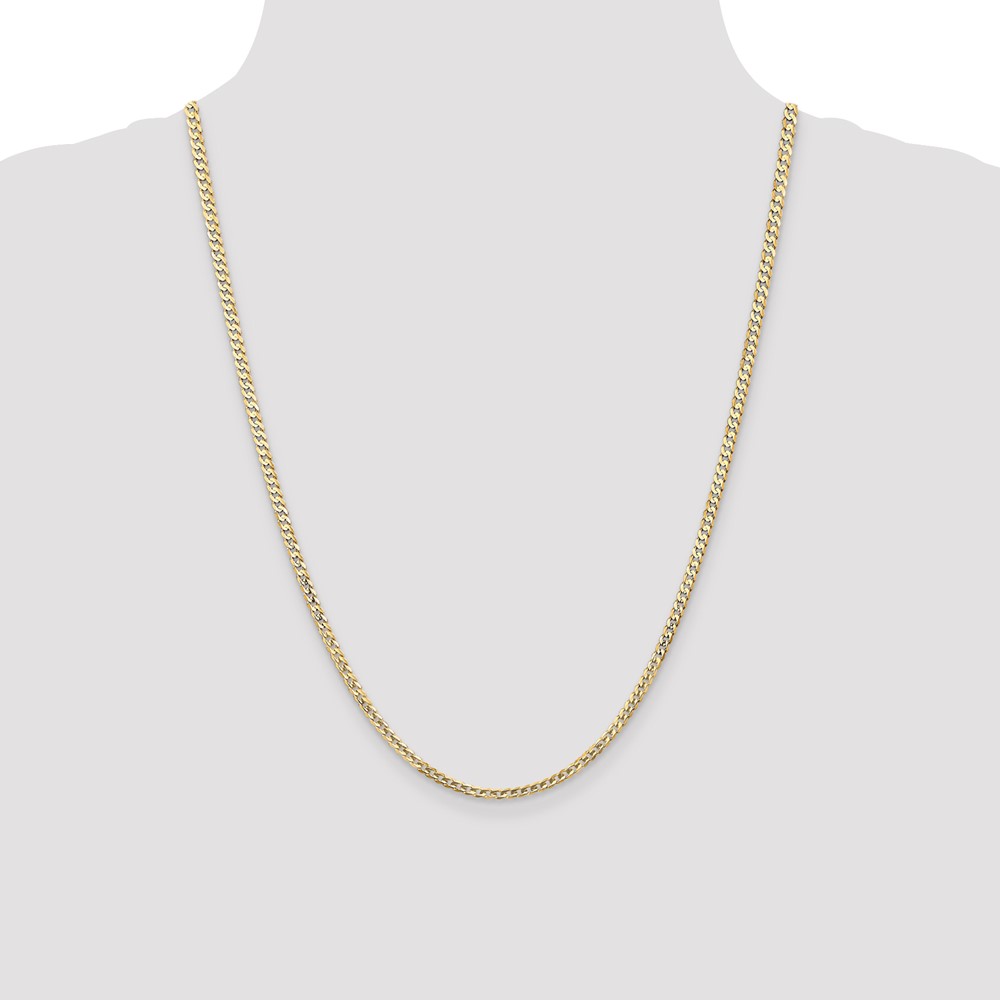 14K 24 inch 3mm Open Concave Curb with Lobster Clasp Chain (LCR080-24)