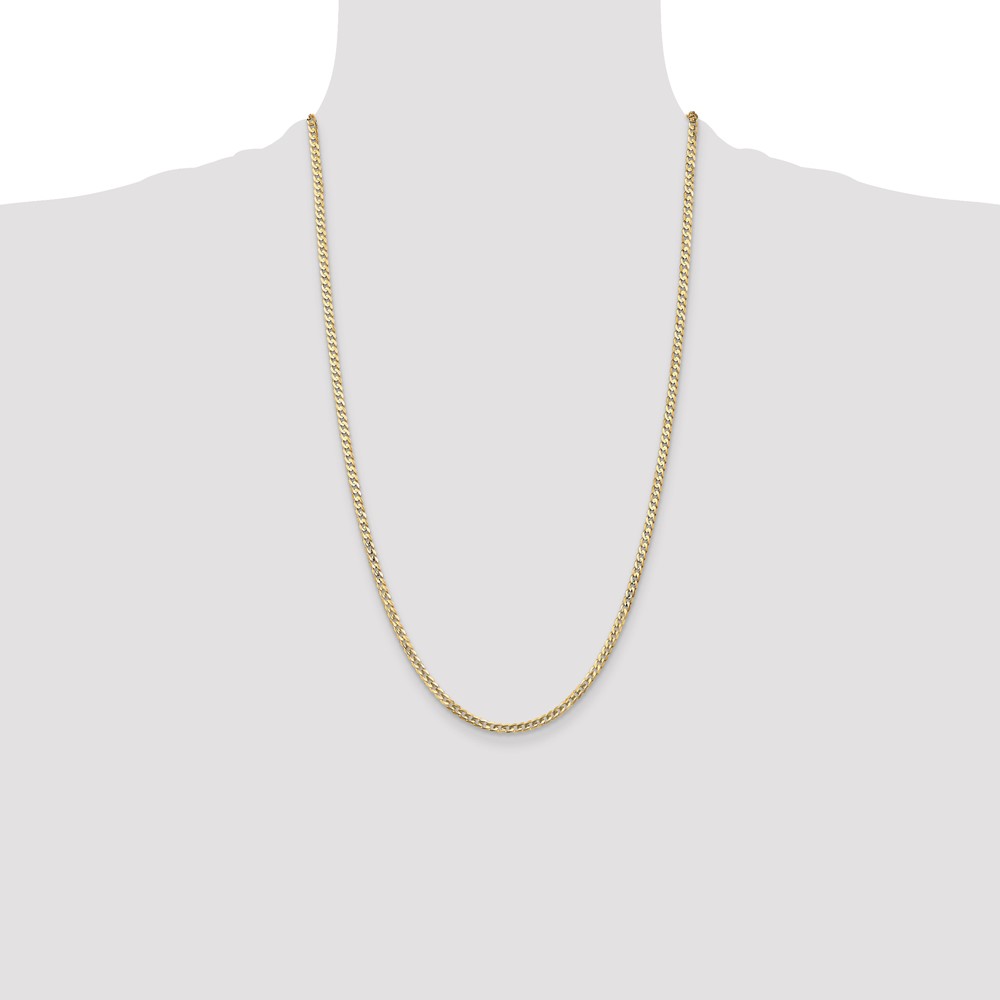 14K 26 inch 3mm Open Concave Curb with Lobster Clasp Chain (LCR080-26)