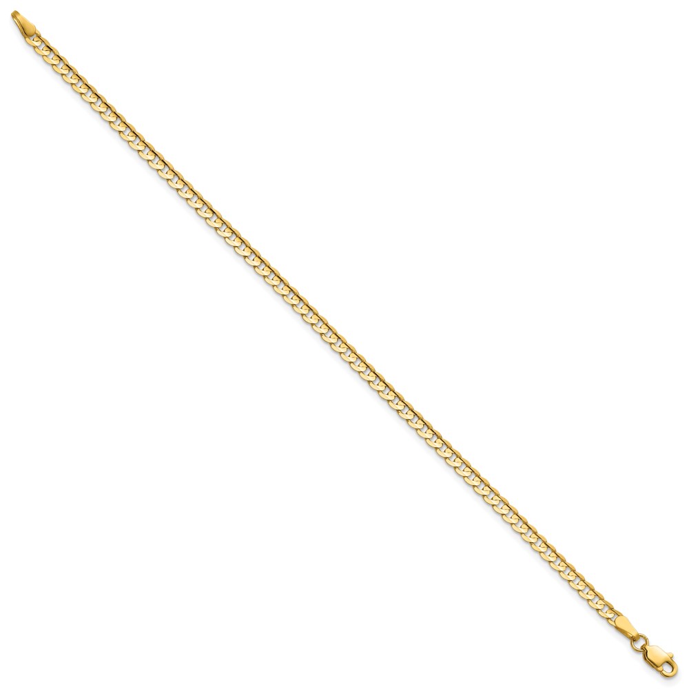 14K 7 inch 3mm Open Concave Curb with Lobster Clasp Bracelet (LCR080-7)