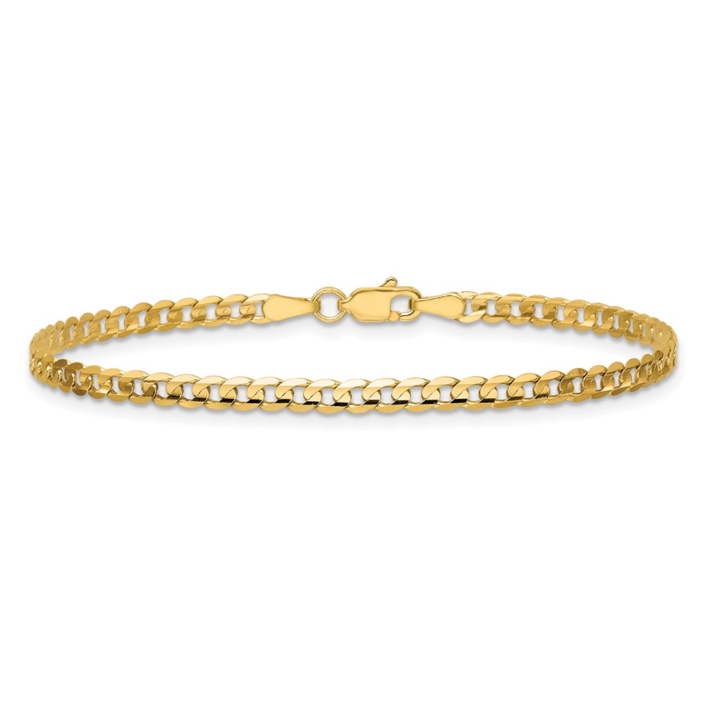 14K 7 inch 3mm Open Concave Curb with Lobster Clasp Bracelet (LCR080-7)