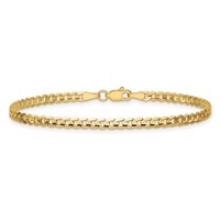 14K 3mm Yellow Gold Open Concave Curb Bracelet with Lobster Clasp - 7in view 4