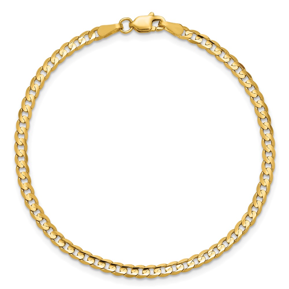 14K 7 inch 3mm Open Concave Curb with Lobster Clasp Bracelet (LCR080-7)