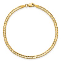 14K 3mm Yellow Gold Open Concave Curb Bracelet with Lobster Clasp - 7in view 5
