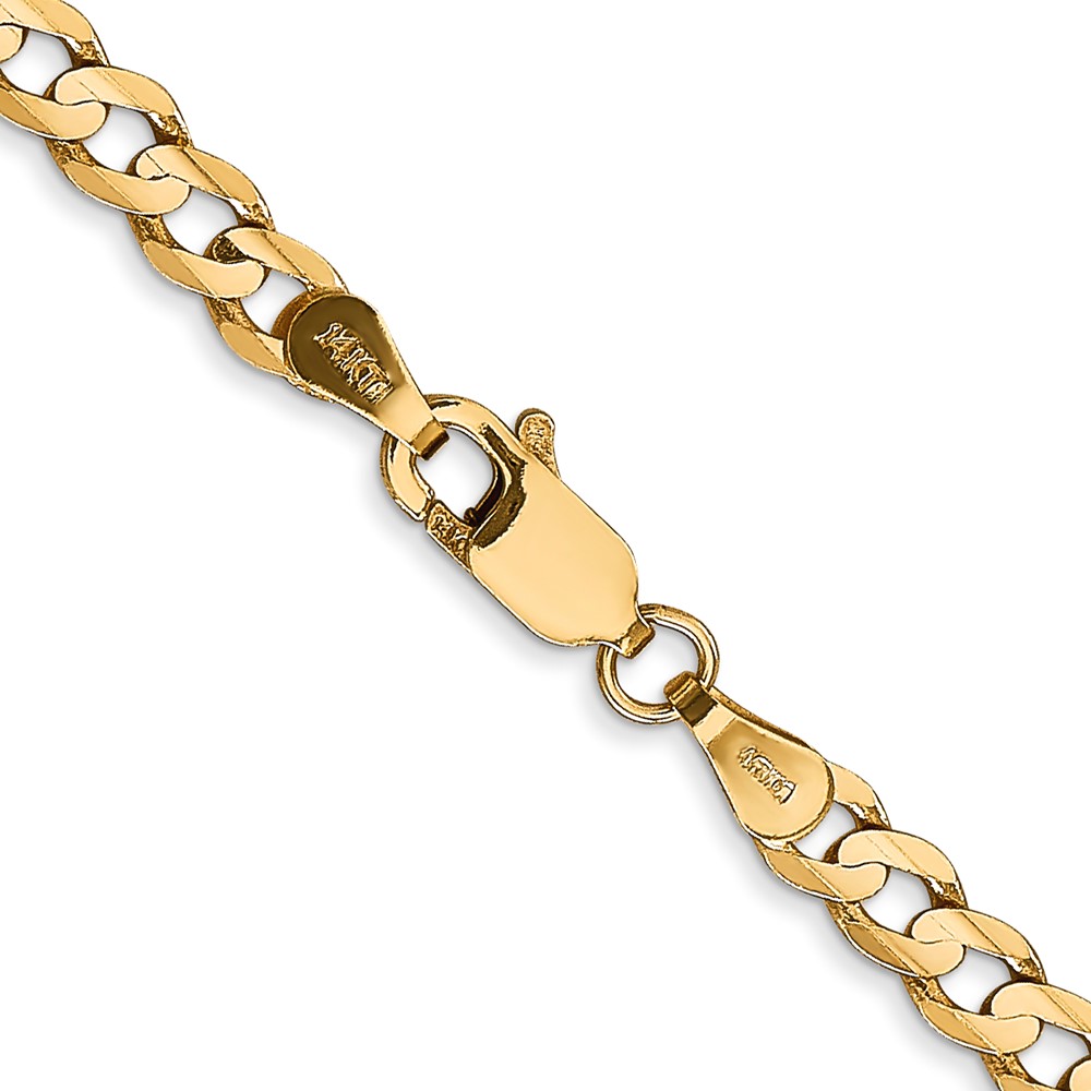 14K 18 inch 3.8mm Open Concave Curb with Lobster Clasp Chain (LCR100-18)