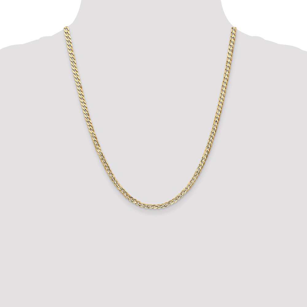 14K 22 inch 3.8mm Open Concave Curb with Lobster Clasp Chain (LCR100-22)