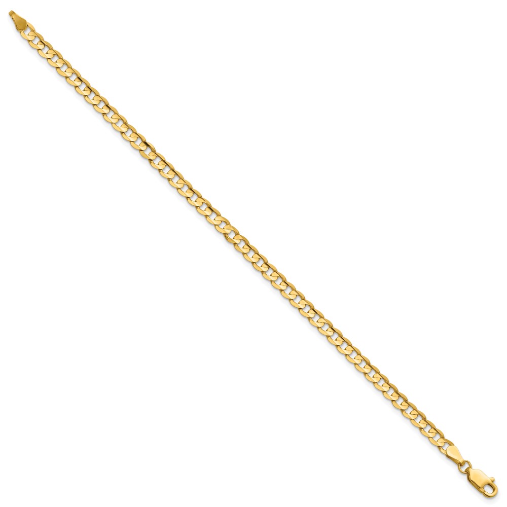 14K 7 inch 3.8mm Open Concave Curb with Lobster Clasp Bracelet (LCR100-7)